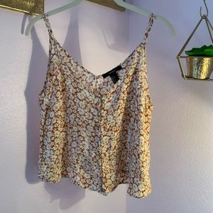 Daisy print button up cropped tank top